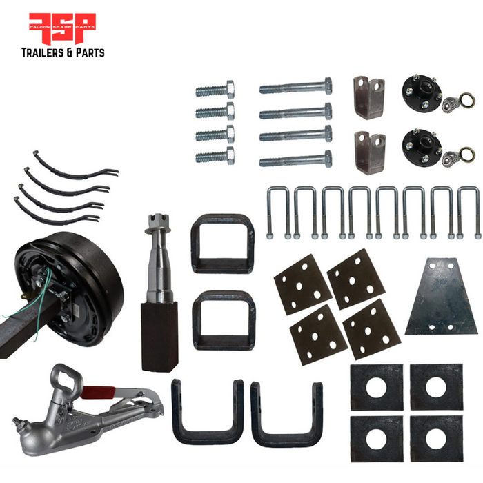 Diy Tandem Axle trailer Kit 2000 Kg rated Solid beam axles (Hydraulic Drum Brakes) (Rocker suspension)