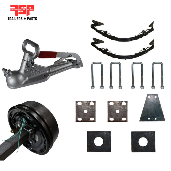 Diy Single Axle trailer Kit 1400 Kg rated Solid beam axles (Electric Drum Brakes) (OFF-Road Suspension)