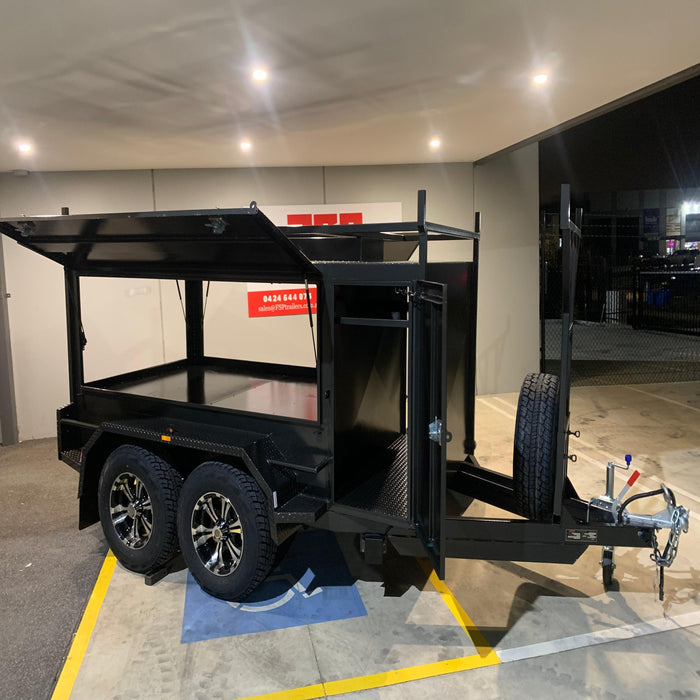 8x5 Tandem Tradesman Trailer One Piece Square Sides, Back Door, Compressor Box, Ladder Box -, 2.8 Ton GVM