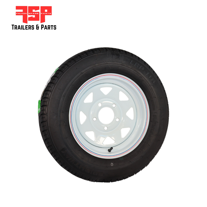 13x4.5" HT White Sunraysia Rim with 165R13LT Tyre (CTA-060408)